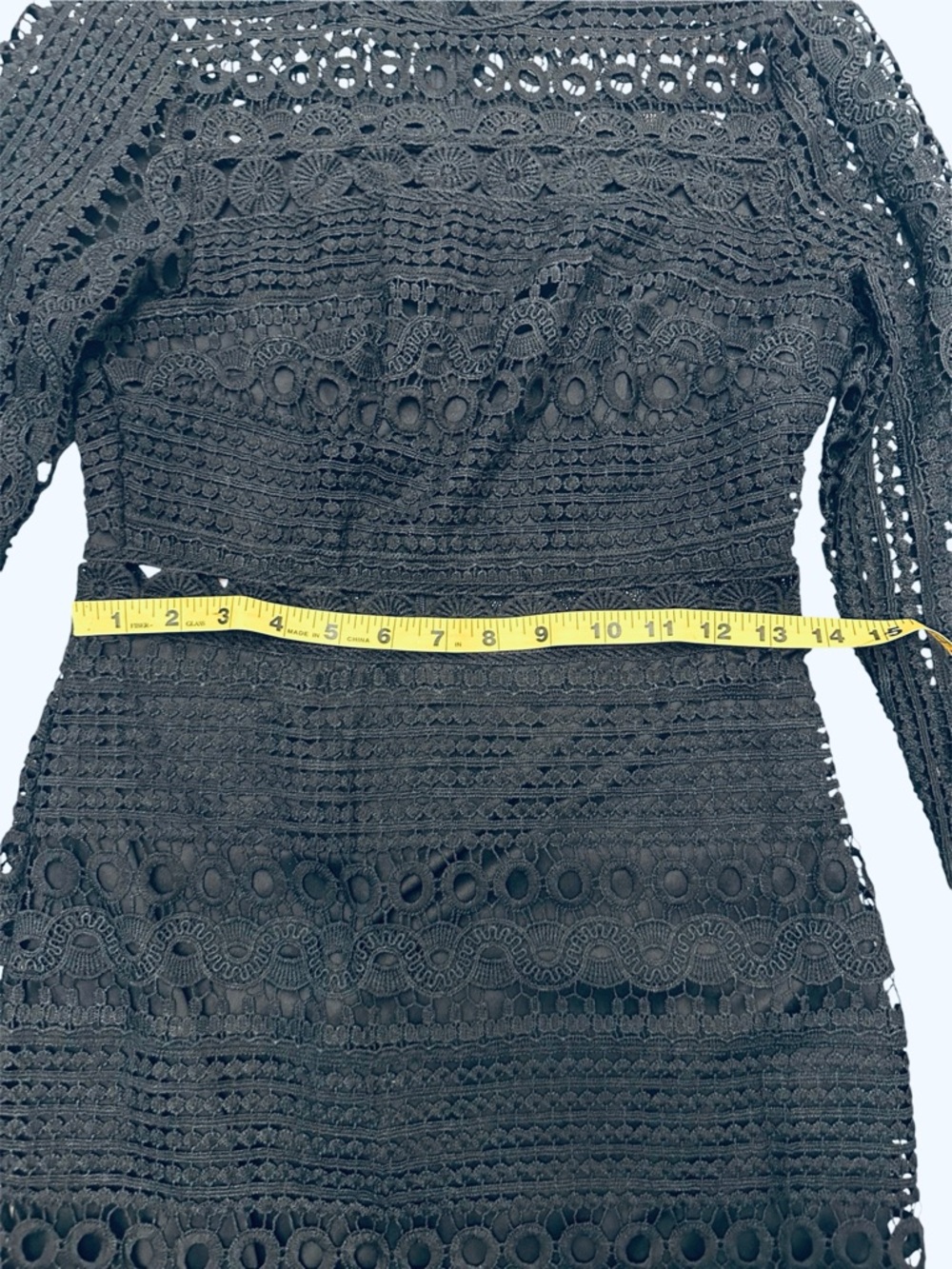 Lulus Full-Hearted Black Crochet Lace Long Sleeve Sheath Dress Bodycon S - Picture 6 of 13